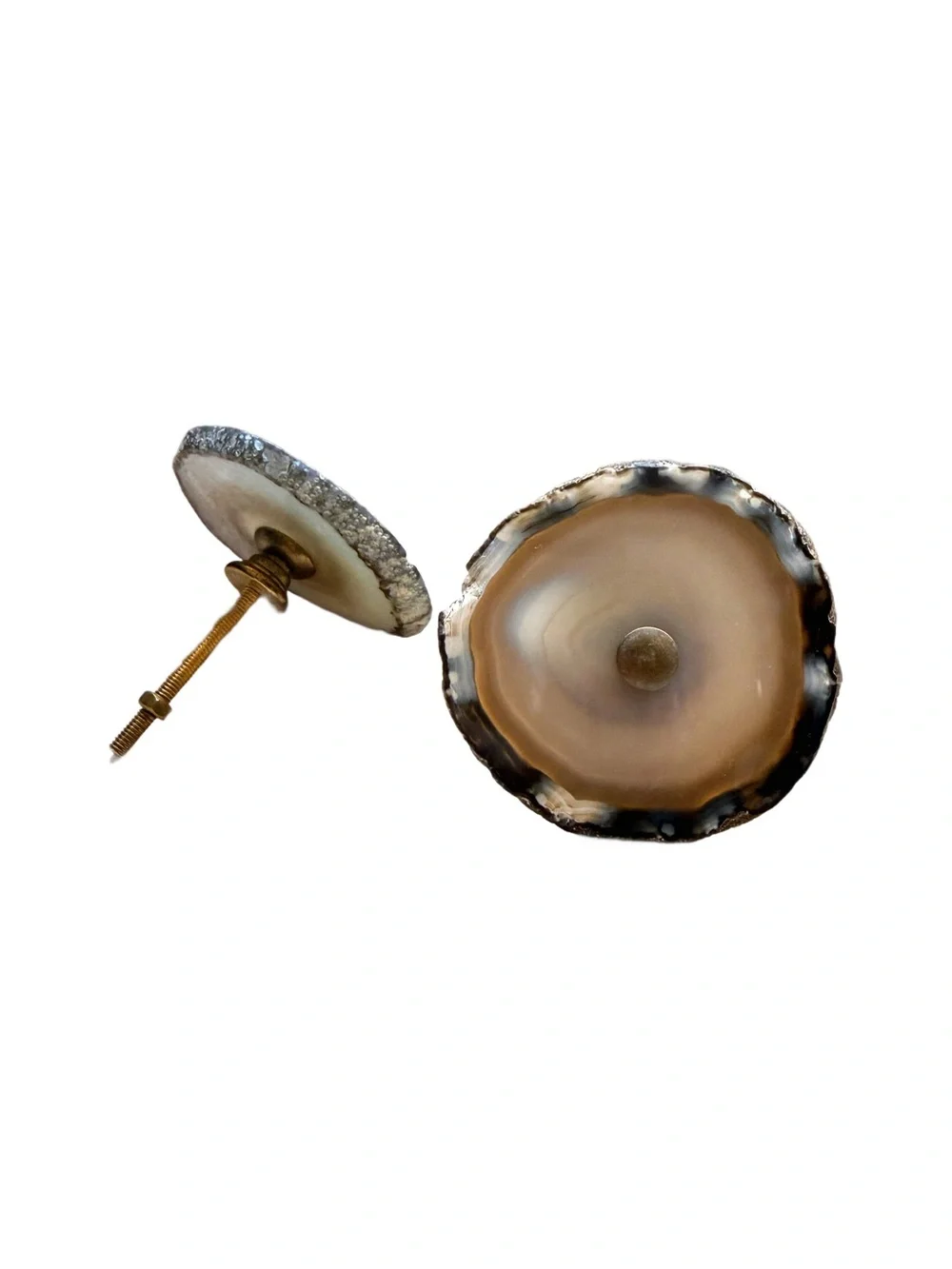 Agate Crystal Cabinet Knob - Beige Agate Pull
